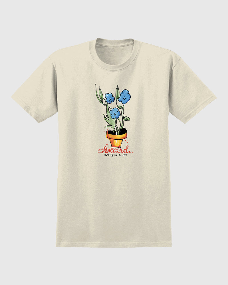 Krooked Tee - Blue Flowers - Natural