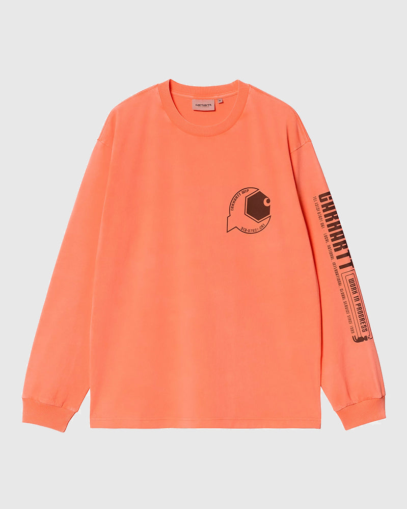 Carhartt WIP Long Sleeve Tee - Industry - Lumo Orange / Black