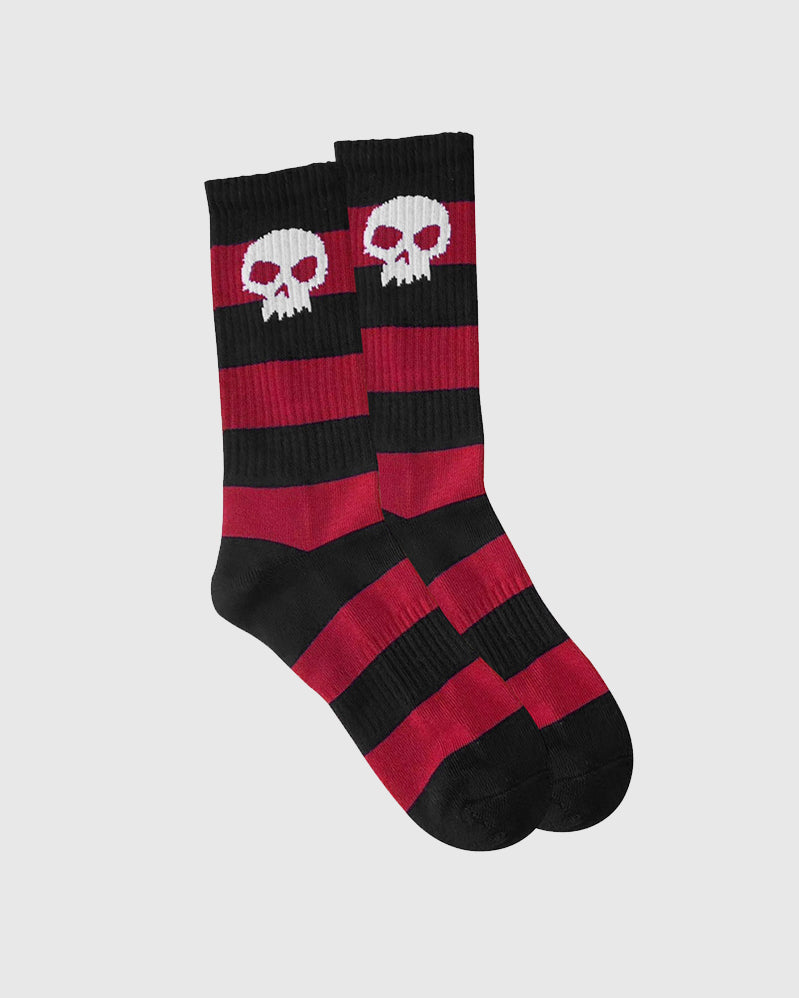 Zero Socks - Skull Stripes - Red