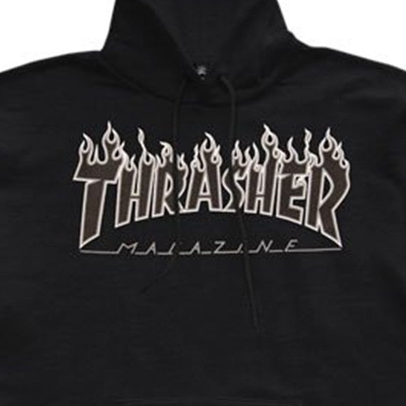 Thrasher Hood - Flame - Black/Black