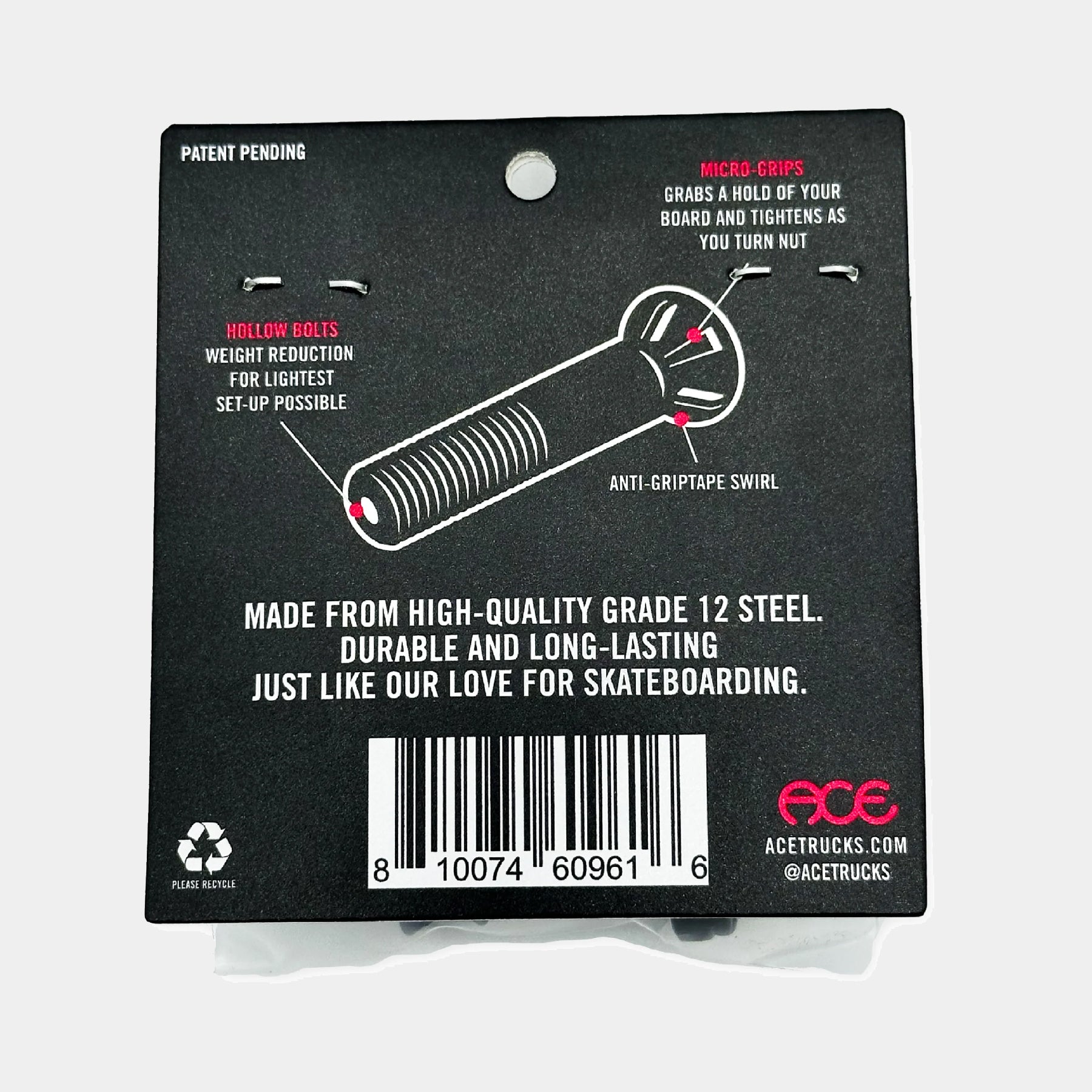 Ace Vis - Hollow Bolts w/ Grippers - 1&quot;